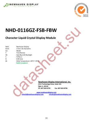 NHD-0116GZ-FSB-FBW datasheet  